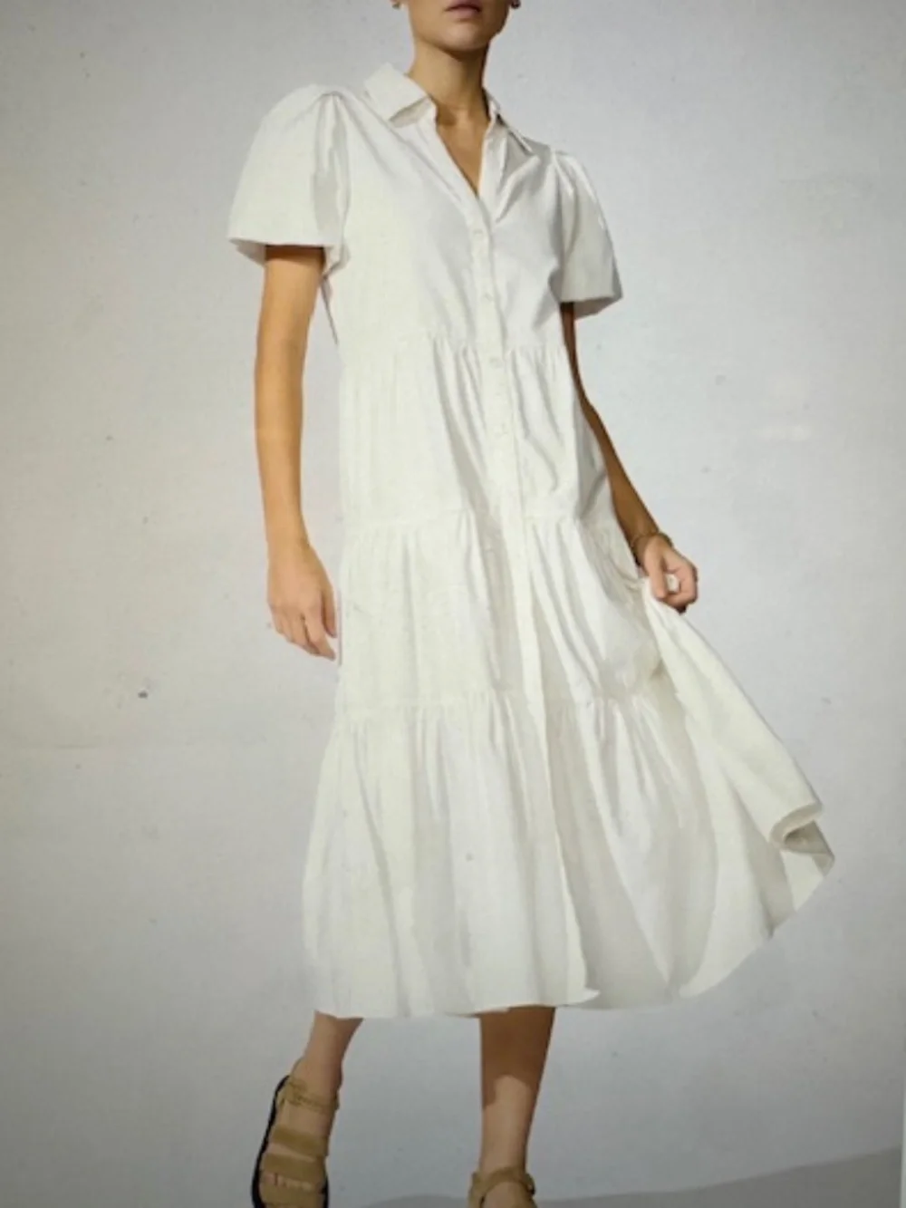 Like new- Worn ONCE! EUC Brochu Walker $348 Havana Dress in Ivory, Medium - Picture 1 of 6